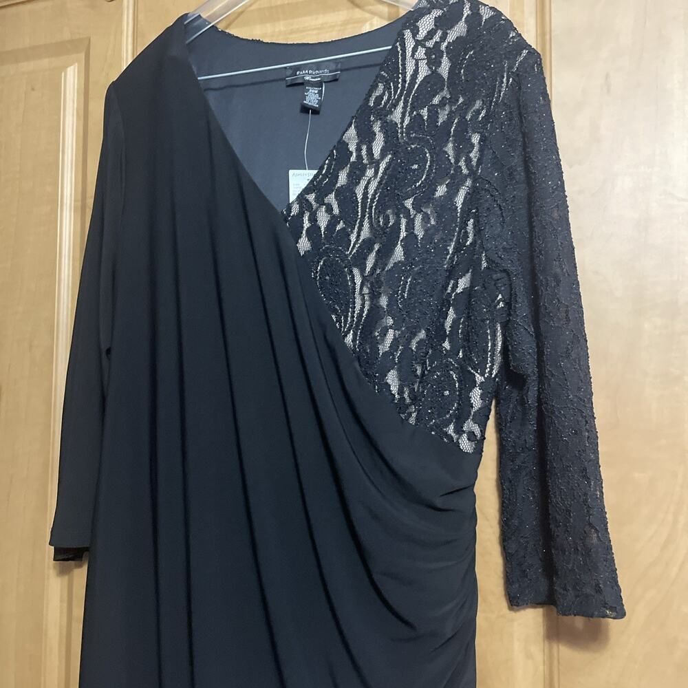 R&M Richards Black Stretch Formal Evening Dress Sz 20W - Picture 3 of 7